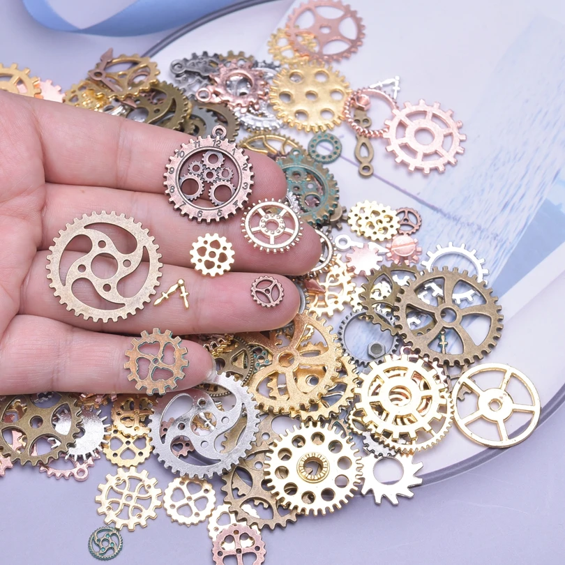 Vintage Mix Colors Random Mechanical Steampunk Charms Breloque Gears Wrist Watch Parts подвески Pendant For Jewelry Making Bulk