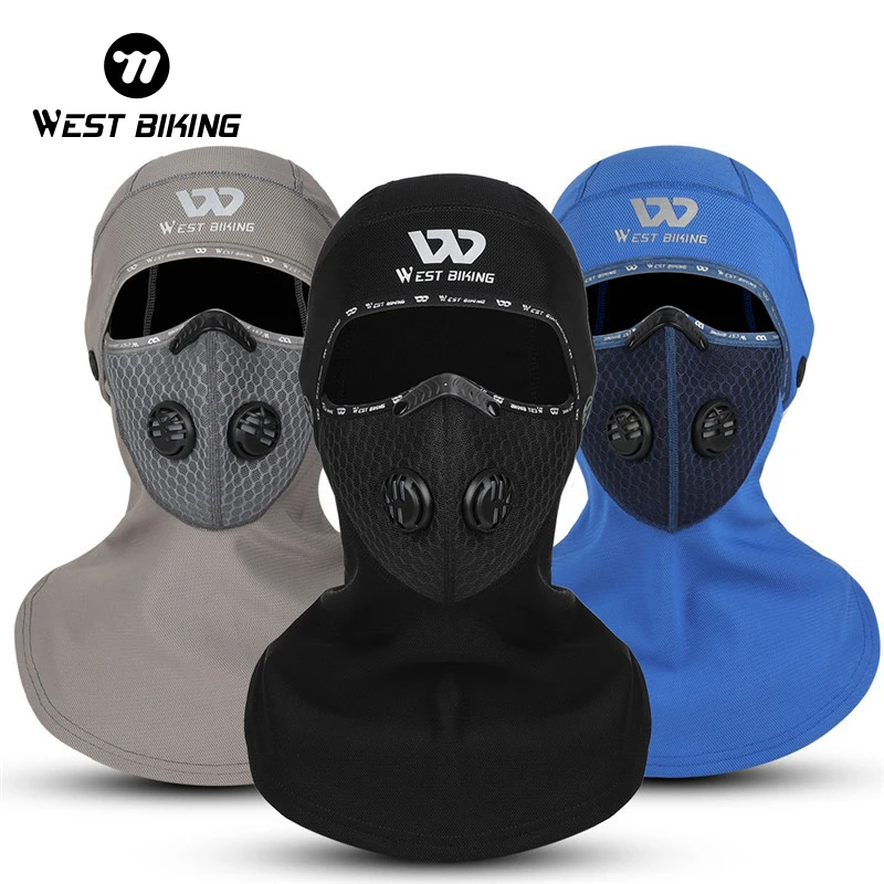 WEST BIKING Winter Sport Cycling Headwear With Activated Carbon Filter Face Cover Ski Bicycle Motocycle Fleece Head Cap Hat