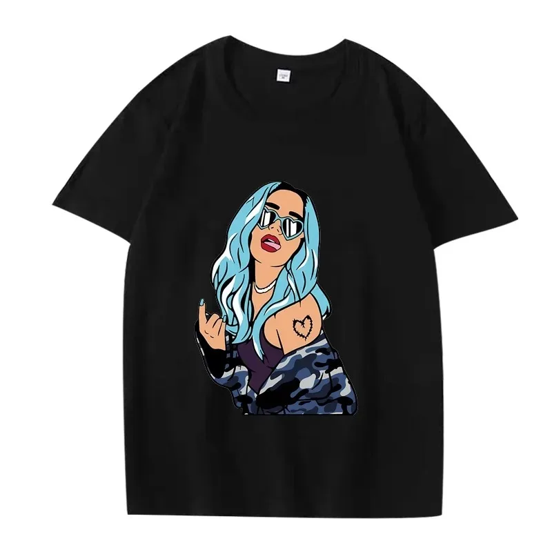 تي شيرت Karol G Essential Graphic 2025 للرجال والنساء مقاس كبير 100% قطن موضة ملابس الشارع الشهير بأكمام قصيرة مطبوعة للجنسين