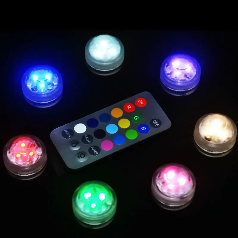 Lampe LED submersible avec télécommande pour la piscine, alimentée par pile, RVB, spot lumineux submergé, idéal pour un vase, un aquarium ou un sécuritaires