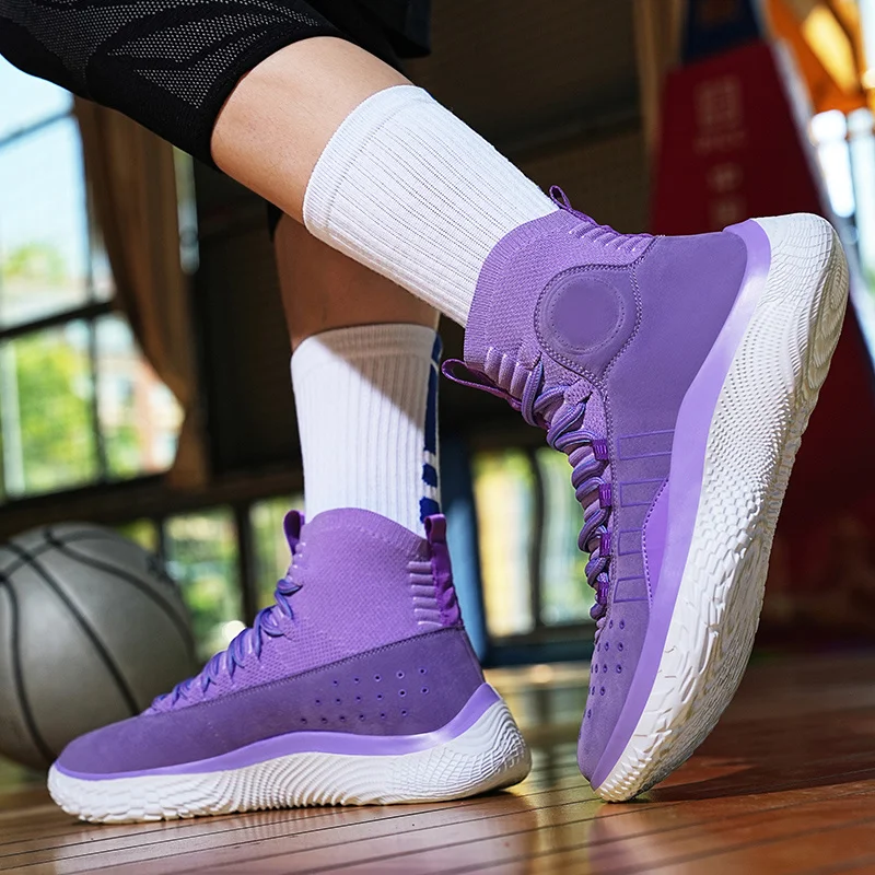 Fashion Purple Basketball Sneakers Men Profesional High Top Sports Shoes Man Lightweight Basketball Shoes Men Athletic Sneakers