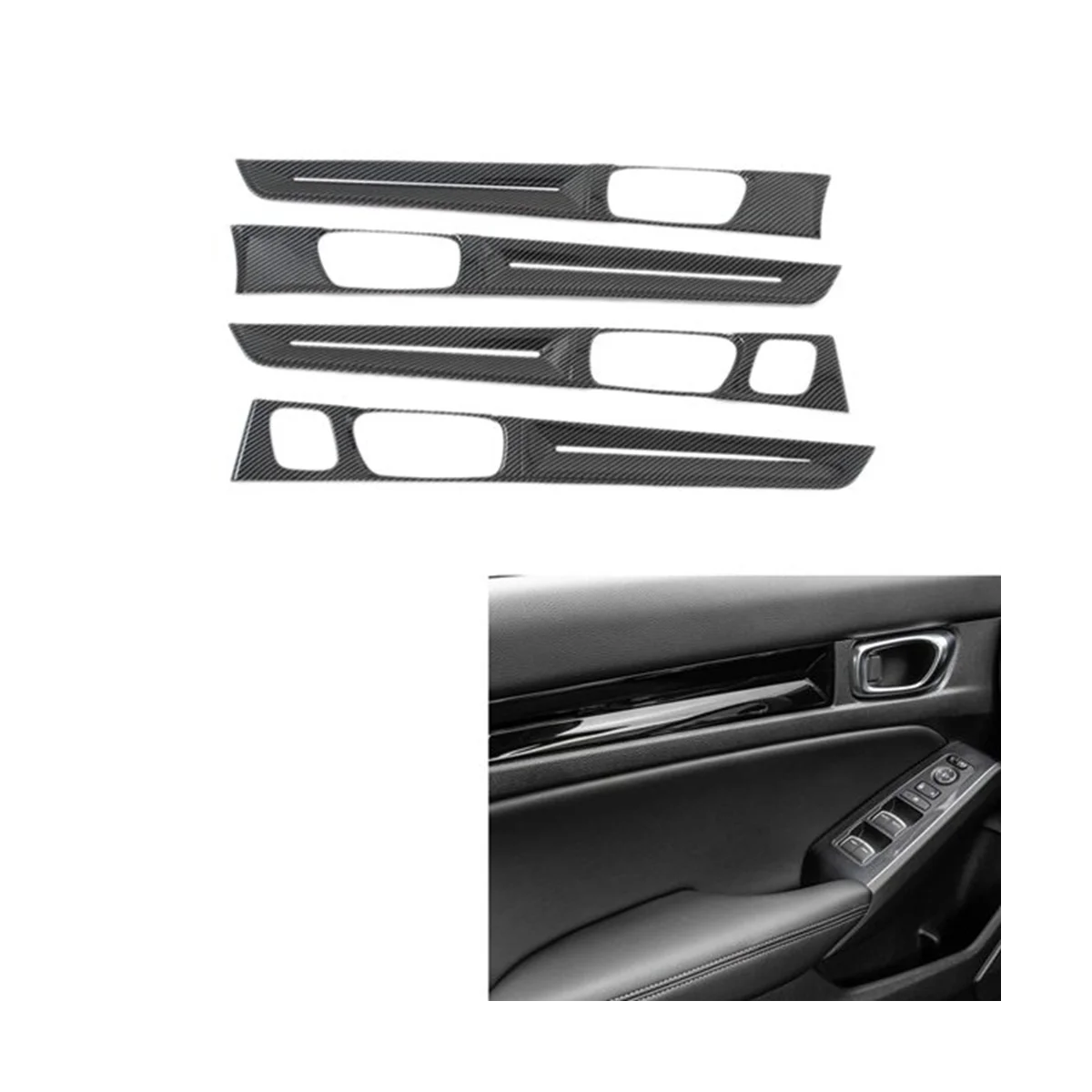 Car Carbon Fiber Inner Door Panels Strip Decoration Cover Trim for Honda Civic 11Th Generation 2021-2022