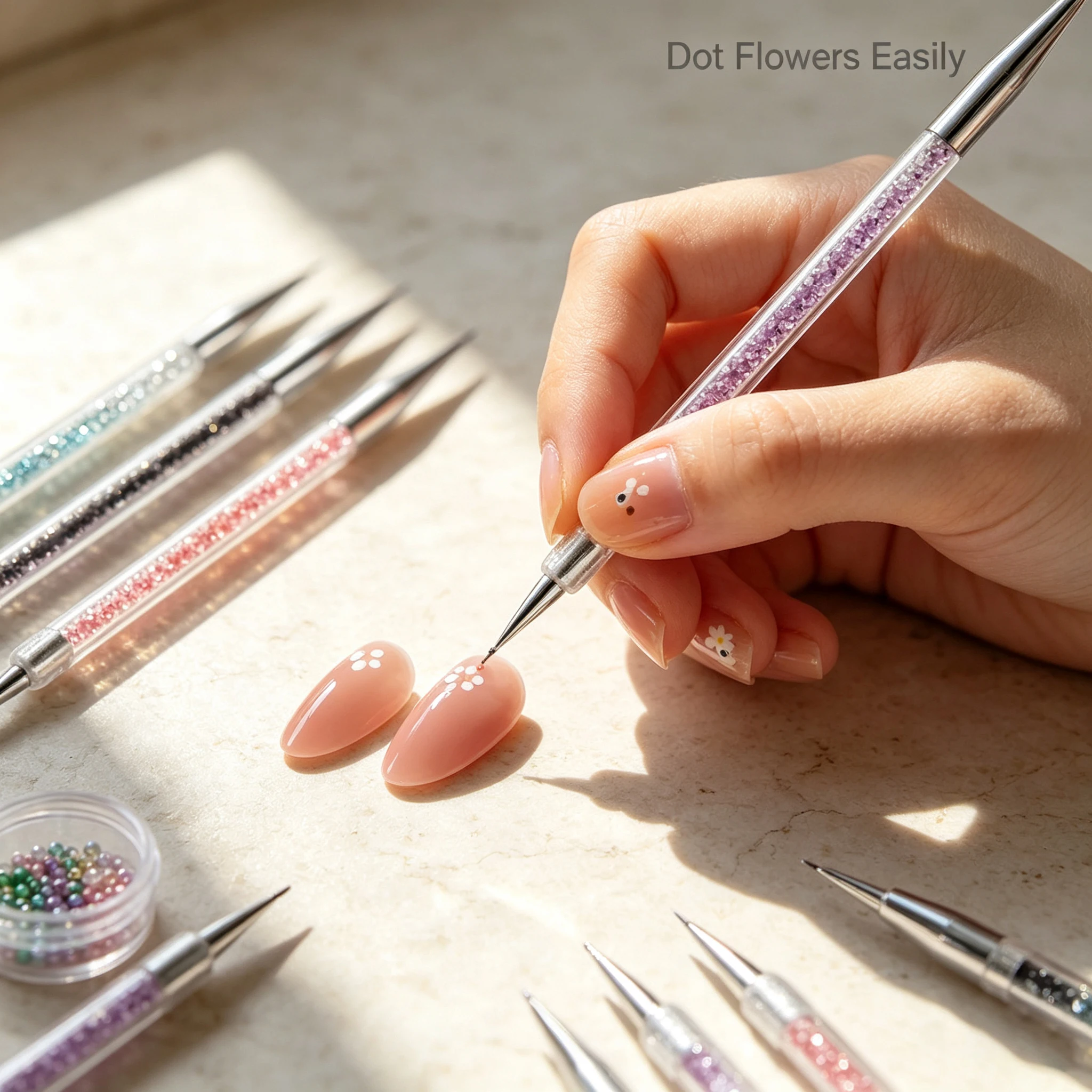 LINMANDA 5 Pcs Set Nail Dotting Pens Crystal Rhinestone Handle for DIY Nail Art Dotting Flower Painting Manicure Tools Women