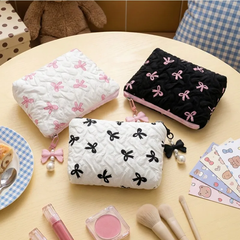 Bow Makeup Bag: High Beauty Coin Purse Cute Cosmetic Pouch, Large Capacity Storage Organizer for Women