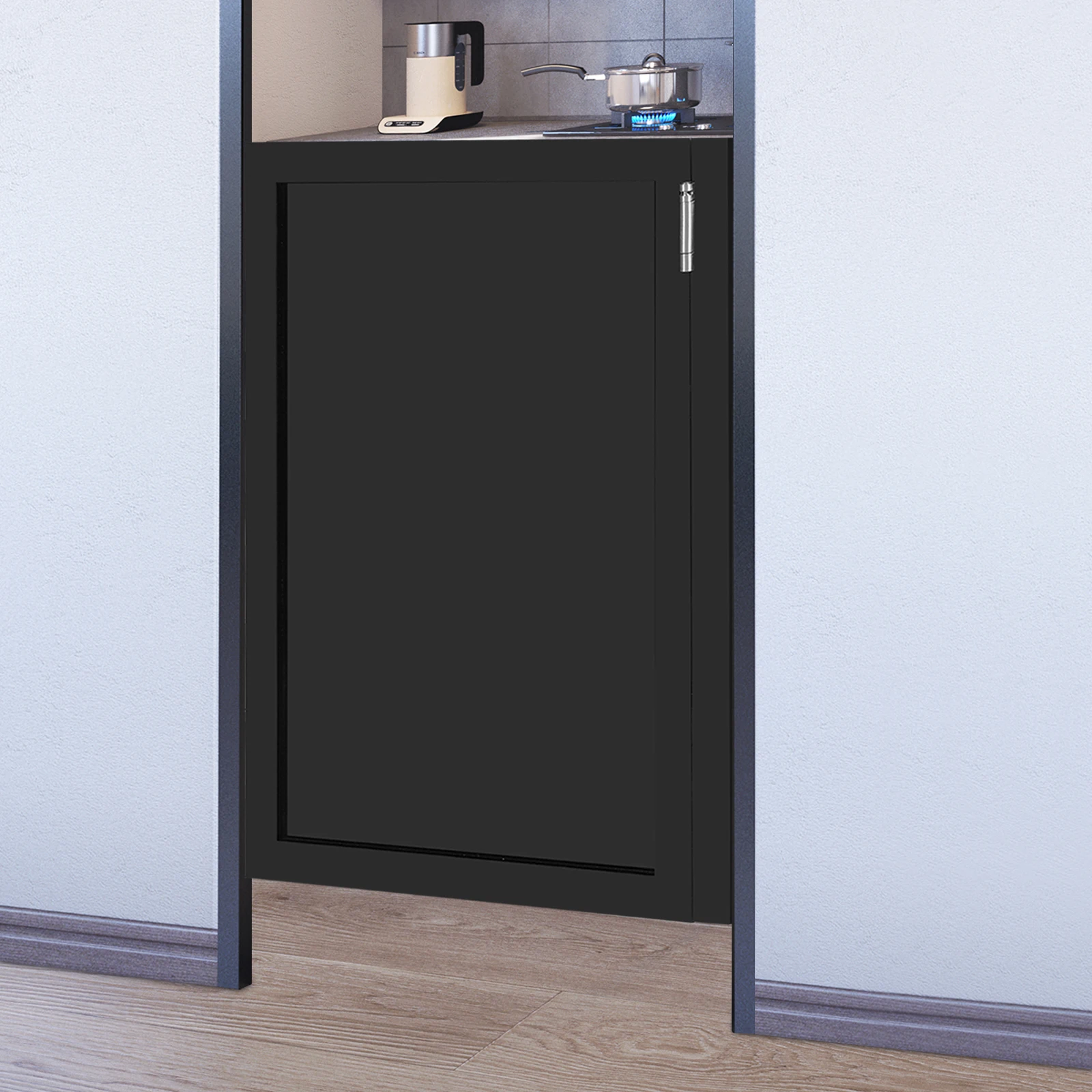 

27.56*35.43in Entrance Partition Doors, Wood Partition Doors, Half-waist Doors 3.4cm Black for cafés, shopping malls, bars