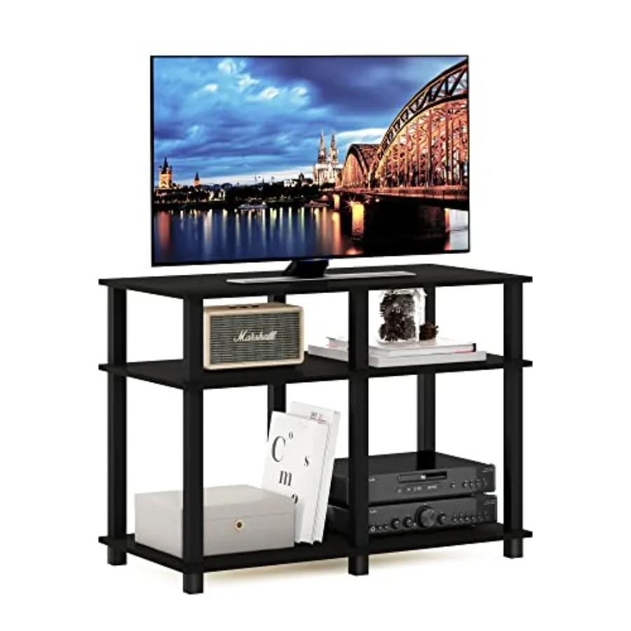 

Romain Turn-N-Tube Stand for TV up to 40 Inch Espresso/Black Modern Living Room Furniture Durable Wood-Grain Finish Com
