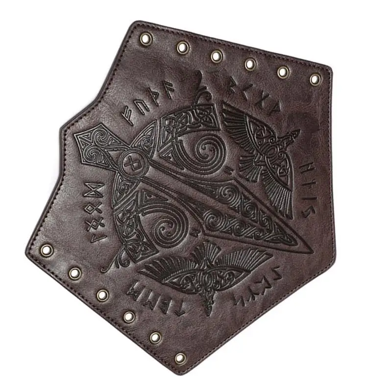 652F Guardia da polso Halloween per giochi ruolo maschile Pirata PU Medievale Pirata Cavaliere Guanto da polso Bracciale