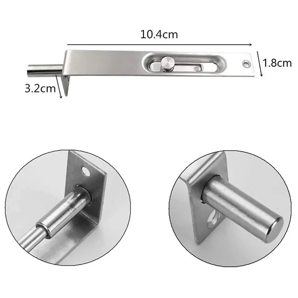 

2 Pcs 4 Inch Door Flush Bolt Concealed Safety Door Lock Stainless Steel Security Door Guard Wood Doors Buckle Bolt Hardware