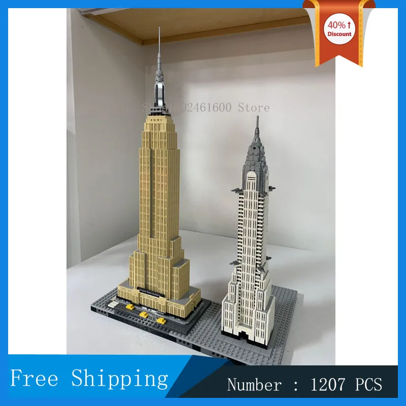 Chrysler Building escala 1:800 MOC ciudad arquitectura modelo montaje de bloques de construcción vista a la calle colección de construcción juguetes regalos