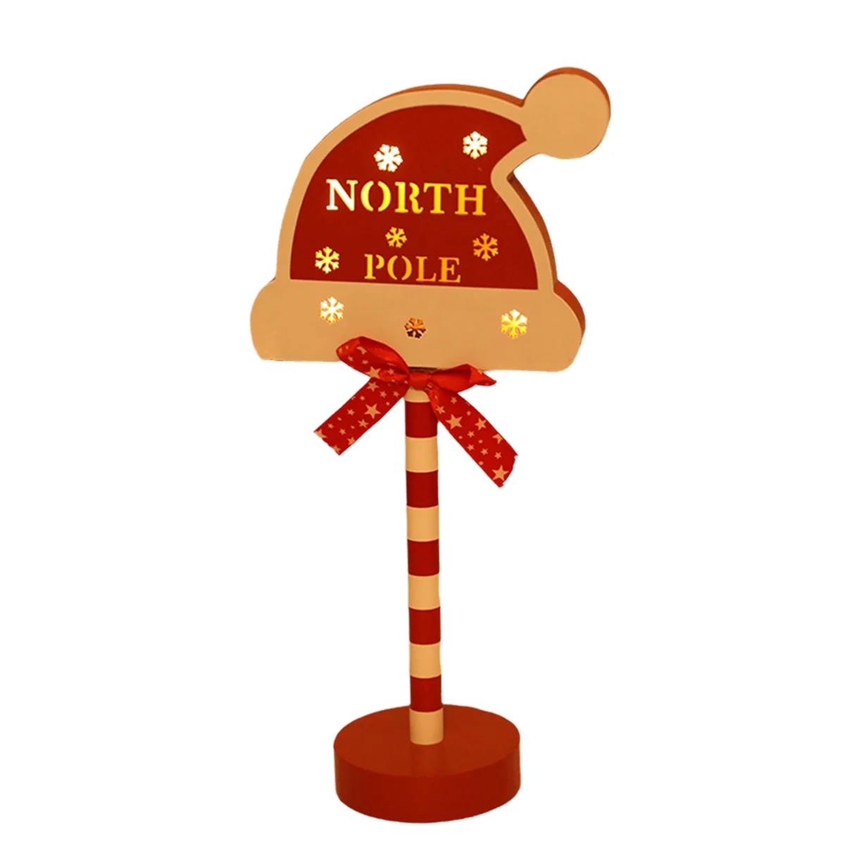 Christmas Vintage Lights North Pole Sign LED Light Street Sign Christmas Wooden Tabletop Decoration Christmas Decor F