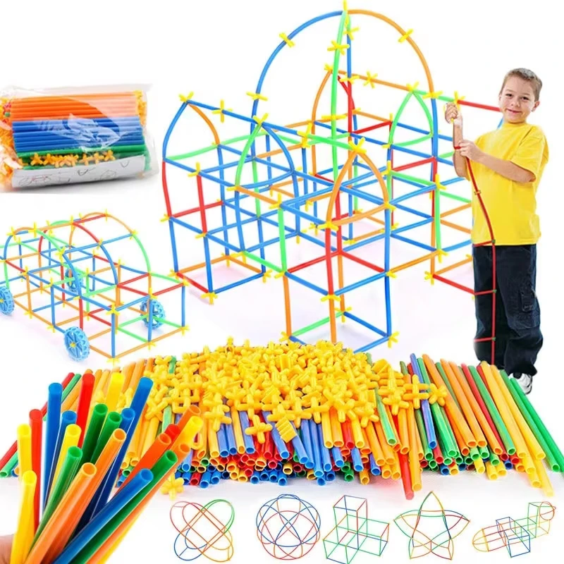 

Straw Constructor Toys Building Toys Straws and Connectors Building Sets Engineering Connector Blocks Educational Toy For Kids