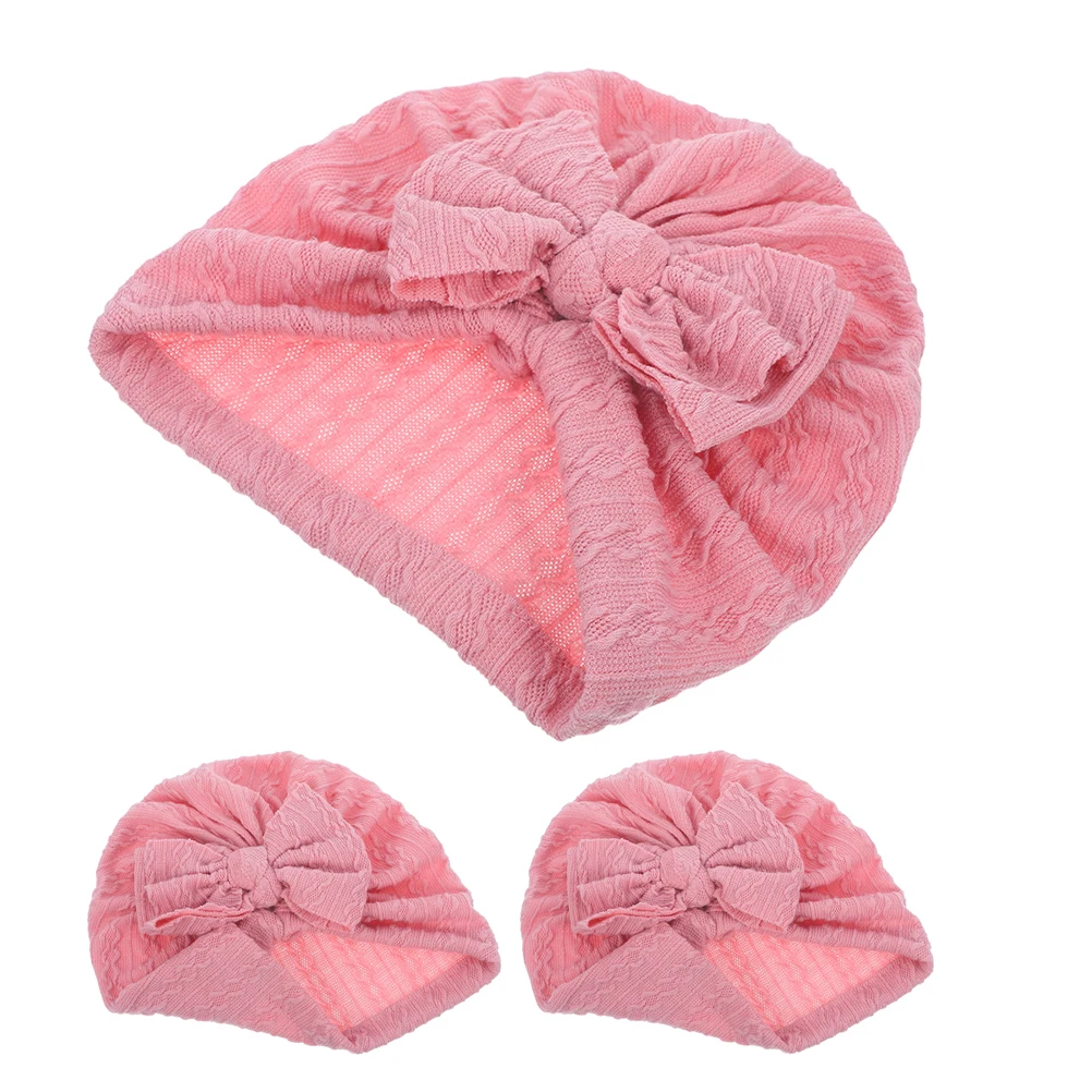 

3 Pcs Baby Girl Bonnet Hats Bow Caps Turban Fabric Beanies Newborn Toddler Hat Baby Shower Gift