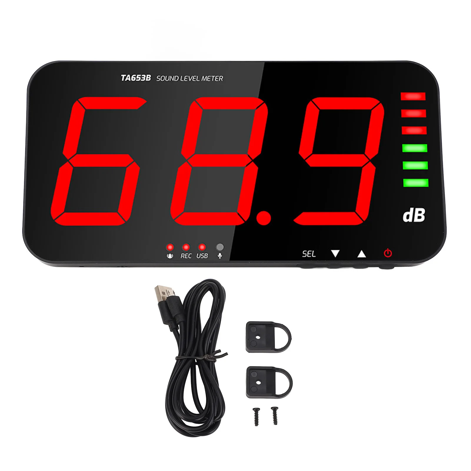 TA653B Decibel Meter Recorder Wall Mount Noise Sound Level Measuring Set Large Screen Noise Meter Industrial Use