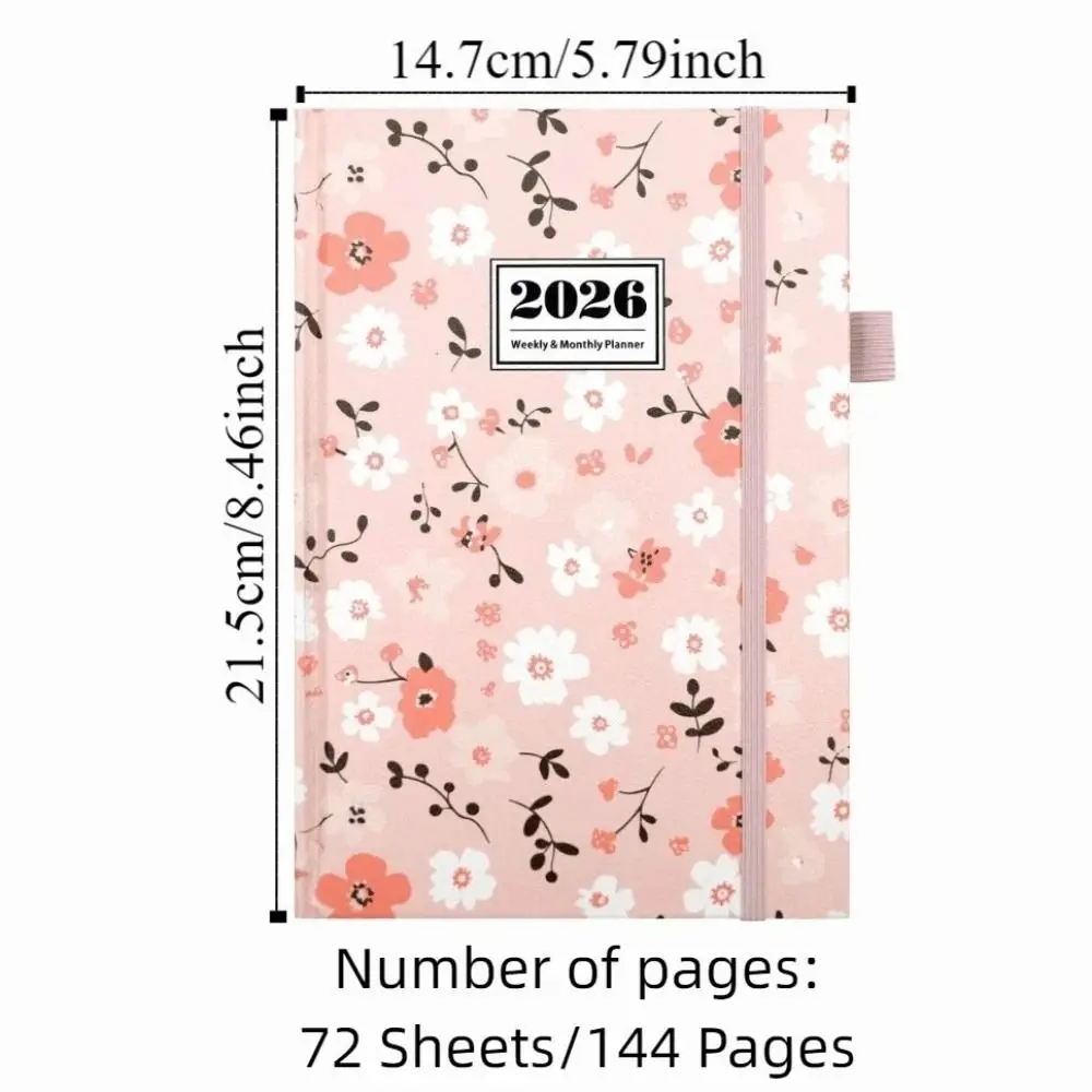 Portable A5 2026 Agenda Book Printed Pattern Planner Reminder Schedule Book To Do List Planner Notebook Office Supplies