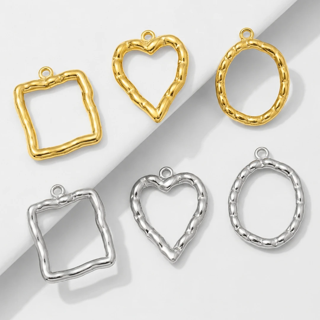 5pcs Handmade Stainless Steel Jewelry Pendants Hollow Irregualr Necklace Earrings Bracelet Pendant Conenctors Diy Jewelry Making