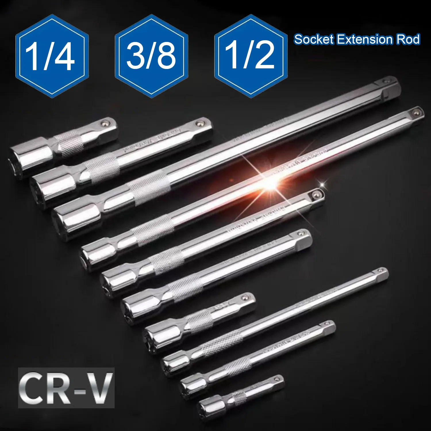 

1/4" 3/8" 1/2" Socket Ratchet Wrench Extension Bar 50/75/100/125/150/250mm Long Bar Steering Sleeve Connecting Rod Accessories