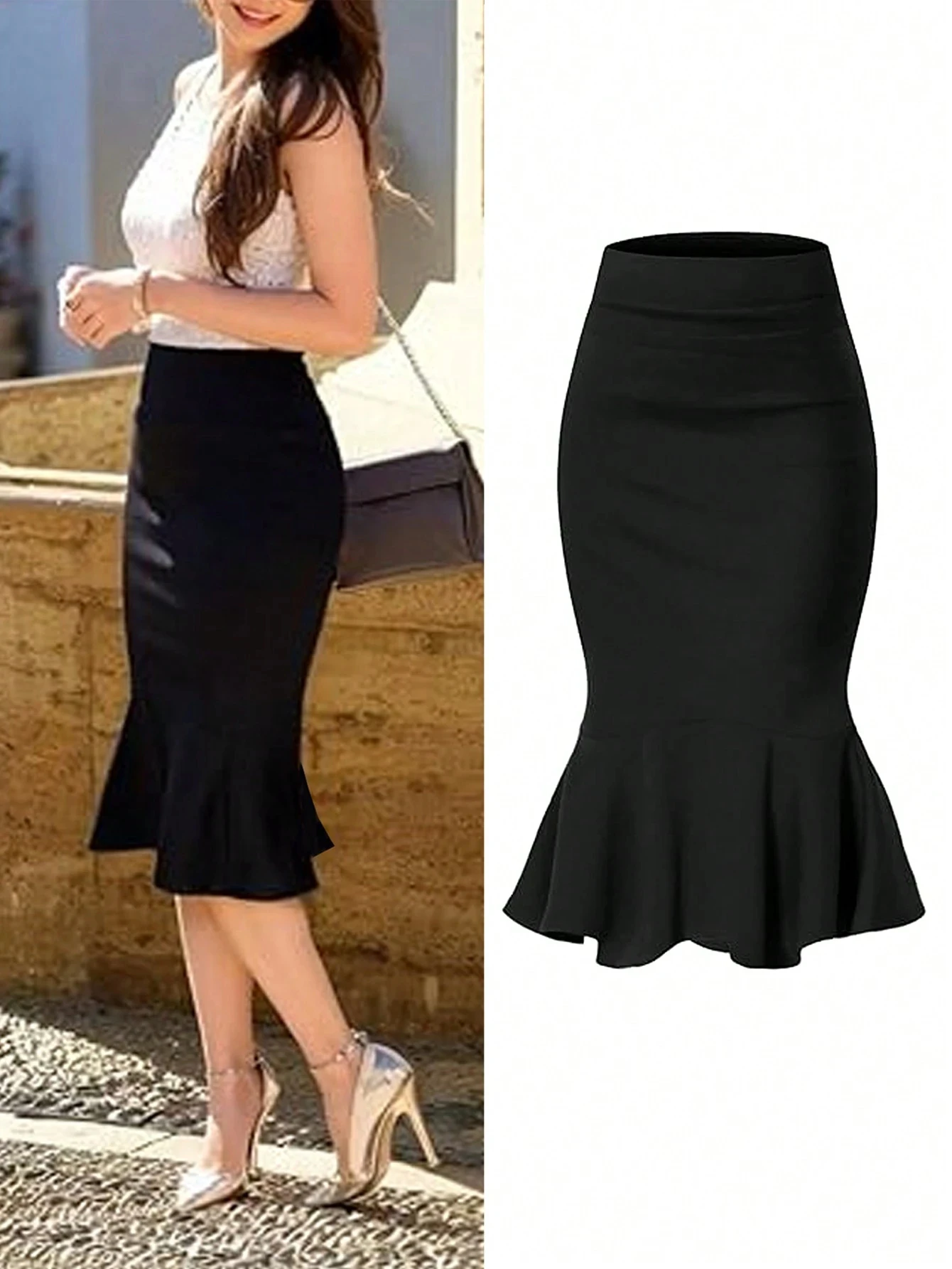 

Women'S Spring Summer Elegant Commute Office Pencil High-Waist Skirt/Elegant Minimalist And Fashionable Style/Vacation Wear/Summ