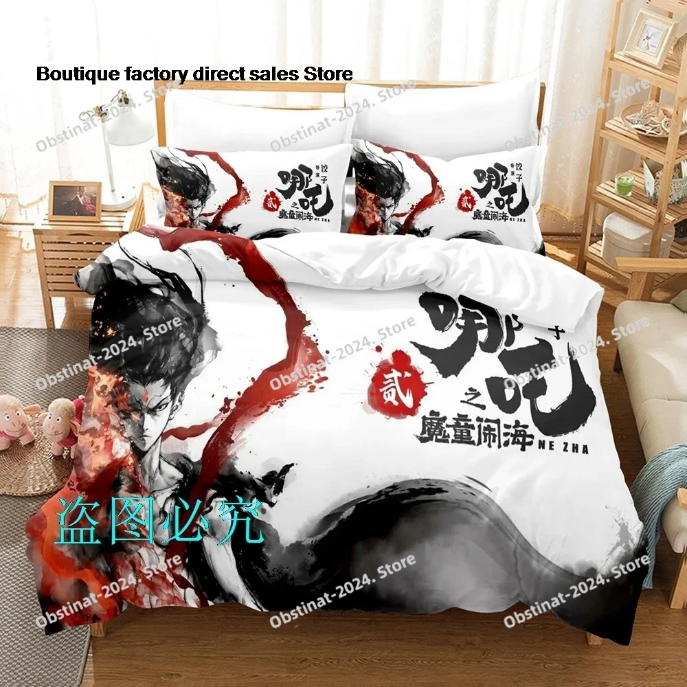 

2025 Popular Anime Nezha 2 Bedding Set Single Twin Full Queen King Size Bed Set Adult Kid Bedroom Duvetcover Sets Anime