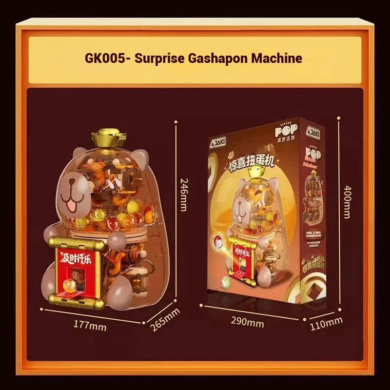 Capybara Surprise Capsule Toy Gacha Machine Building Blocks Desktop Ornaments Kids Assembly Educational DIY Toys Holiday Gifts