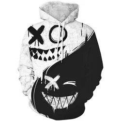 Vintage Men's Hooded Sweatshirt Cartoon Demon Print Long Sleeved Street Outdoor Hoodie Oversized Pullover Clothing Fashion Tops