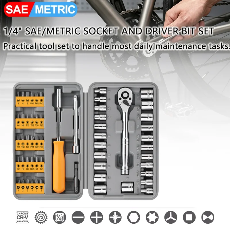 57 pcs Mechanical Repair Tool Set, Multifunctional with Socket, Wrench And Ratchet Set, Auto Repair, Mechanical Toolkit
