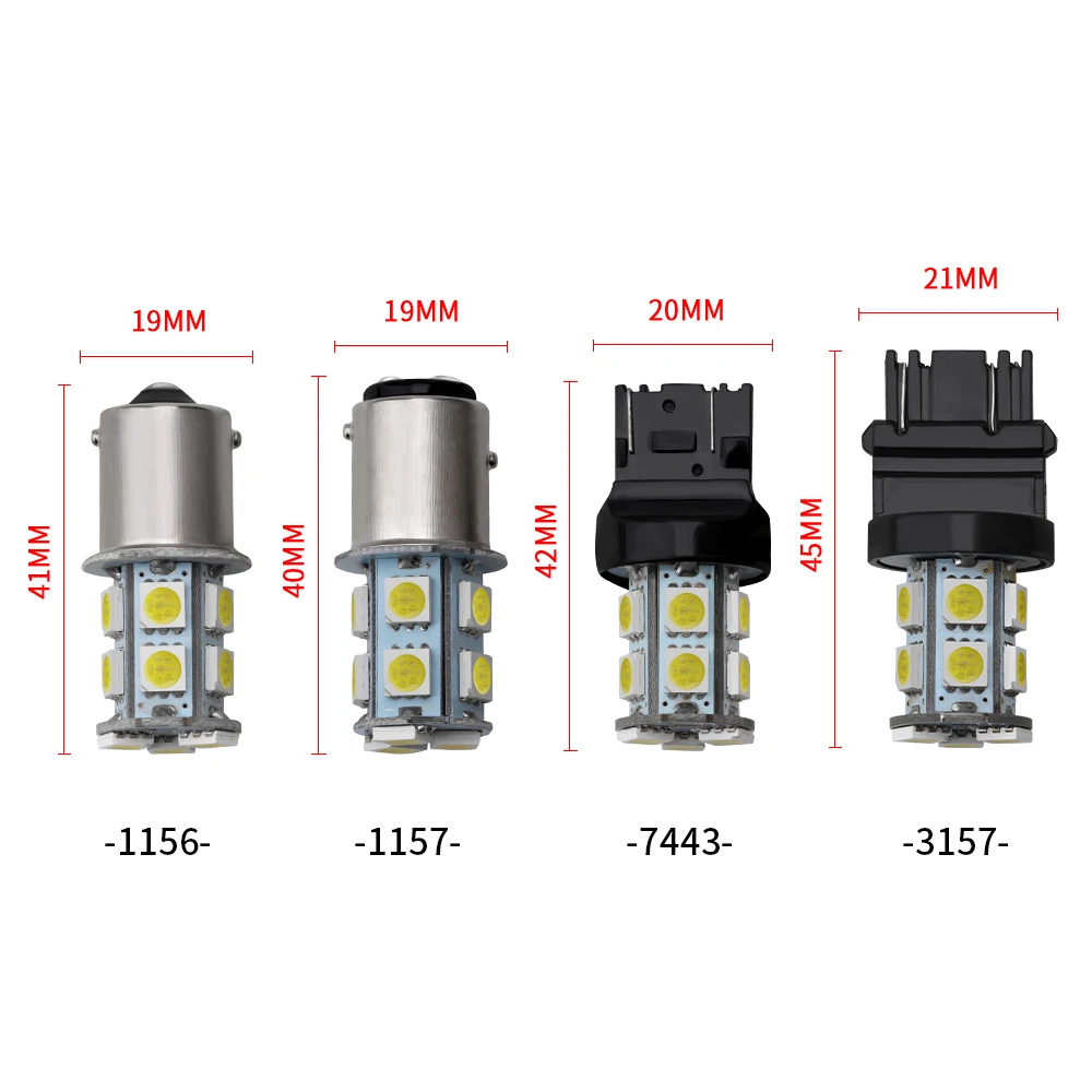 1X LED 1156 BA15S P21W 1157 BAY15D P21/5W 7443 W21/5W T20 3157 P27/7W T25 cofania światła hamowania biały czerwony żarówka lampka kierunkowskazu