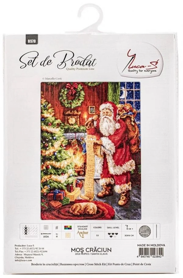 

Luca-S B578 Santa Claus 48-63 DIY Cross Stitch Kit Aida 14CT 14CT Canvas Fabric Embroidery Set Living Room Decor