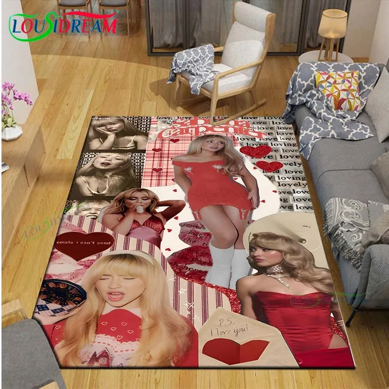 Pop Female Singer S-Sabrina Printed  Carpets Living Room Anti-Skid Area Rug Kids Bedroom Mats Yoga Mat Large Carpet Decor