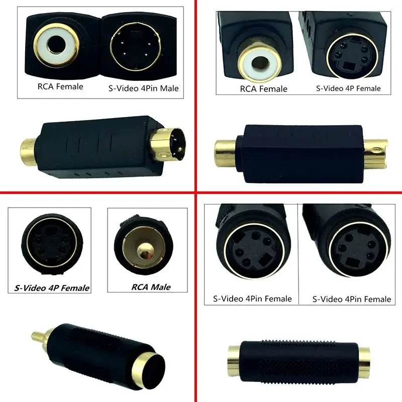 S-Video 4-rdzeniowy samiec samicy od głowy do lotosu AV do SV głowica wideo pozłacany Terminal S do RCA Audio i Adapter wideo