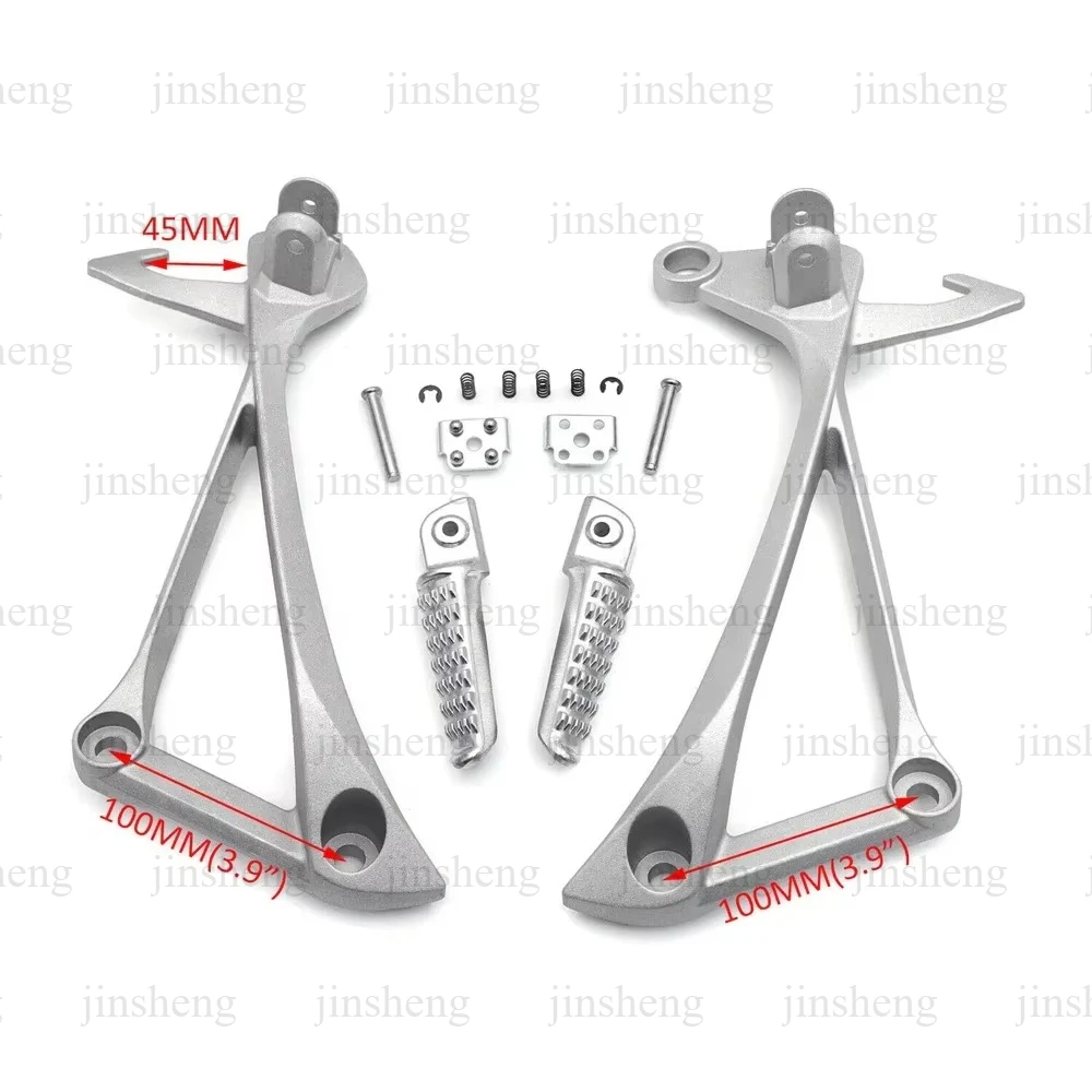 Aftermarket Motorcycle Parts Silver/Black Foot Pegs Footrest Bracket Rear for Kawasaki Ninja ZX10R 2011-2021 Passenger 2