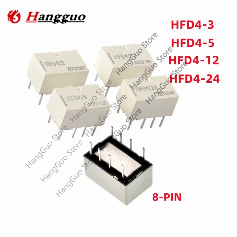 5PCS/Lot Original new HFD4-3  HFD4-5 HFD4-12 HFD4-24 HFD4-3V 5V 12V 24V  8-pin Signal Relay
