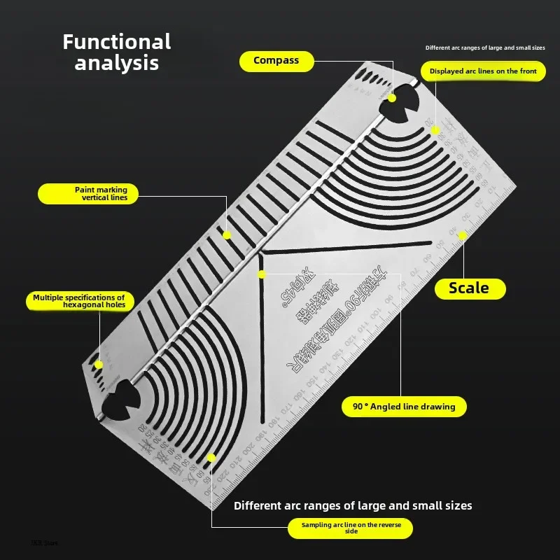 Hot Precision Corner Arc Marking Tool Measurement and Marking Bending Integrated Tool Multifunctional Parallel Line Drawing