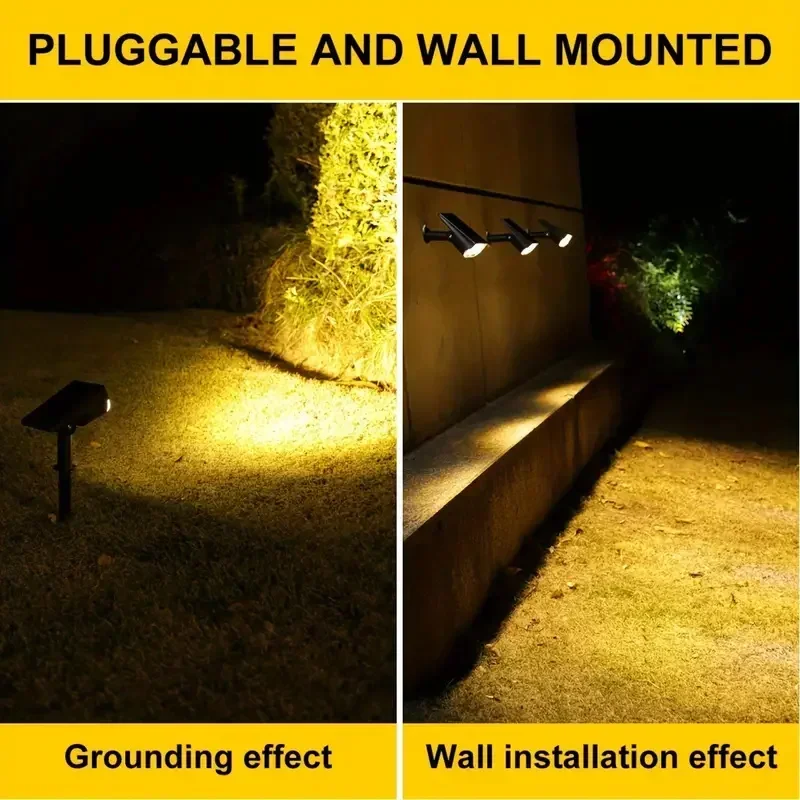 Impermeável ao ar livre Solar Spot Light, Quintal Paisagem Iluminação, Luzes de parede, Pathway Garden Decoração, 2 7LED