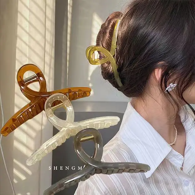 Hair Claw Clip for Women Girl Plastic Transparent Large Hair Claw Clip Crab Women's Gig Clips Claws Hair Accessories Headwear