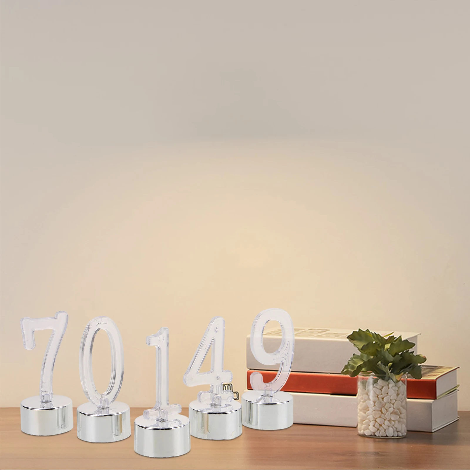 

10 Pcs Number Lights Light Silver LED Smokeless Flame less Birthday Number Lights Candles Home Decor Gifts