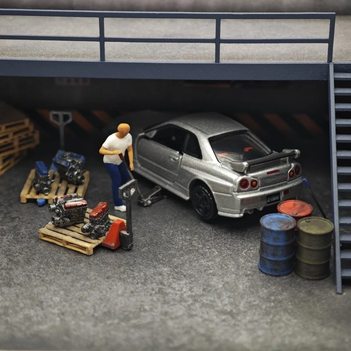1:64 Car Model Repair Shop Scene Decorations, Jack, Minifigure, Engine Modification Accessories