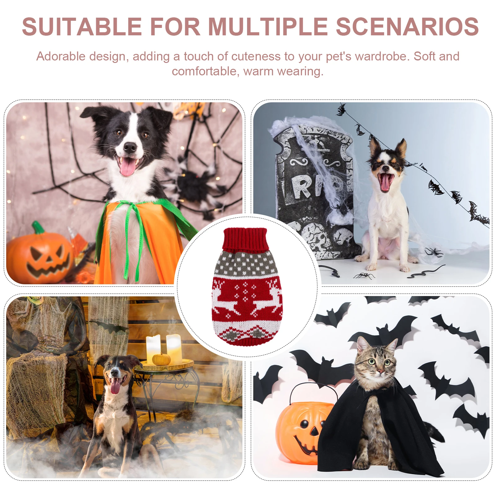 

Christmas Pumpkin Sweater Dog Cat Costumes Theme Holiday Sweaters Party Outfit Decorate