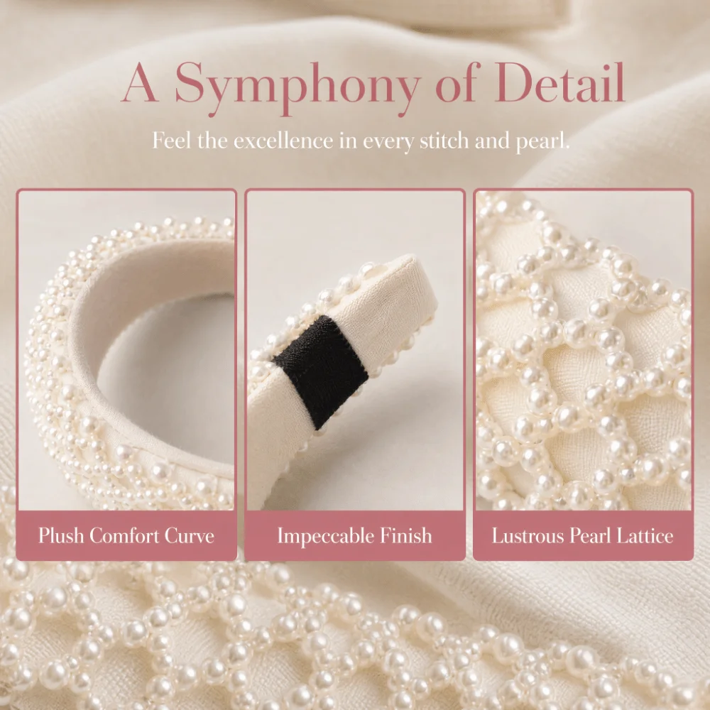 Sweet Pearl Pearl Hair Hoop Hand Strung Beads Round Pearl Decor Beaded Hair Band Retro Style Vintage Hair Accessory Women