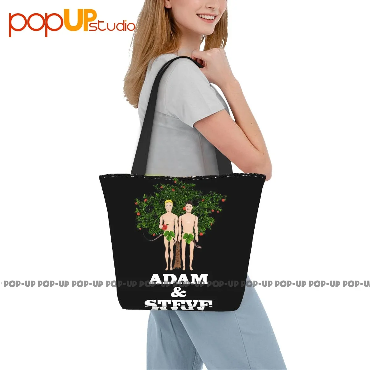 Funny Gayadam Steve Hilarious Gay Pride Lgbt Gay Outdoor Handbags Polyester Shopping Bag Large Capacity