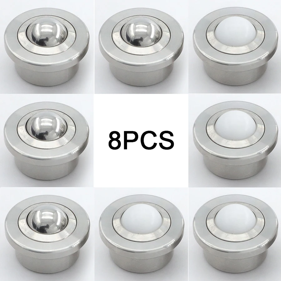 8PCS Heavy Precision Conveying Universal Ball Bearing Casters Bull Eye Wheel Scroll Flexible Rollers Transmission System Runners