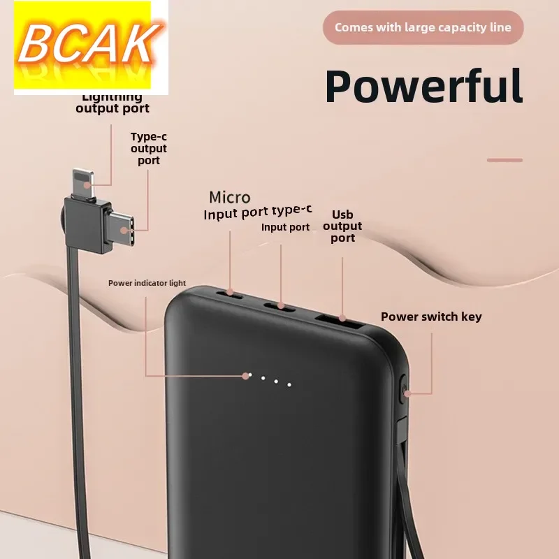 Universal BCAK Business PD Fast Charge with Cable Mobile Phone Tablet Power Bank 10000 MAh Mobile Power Supply