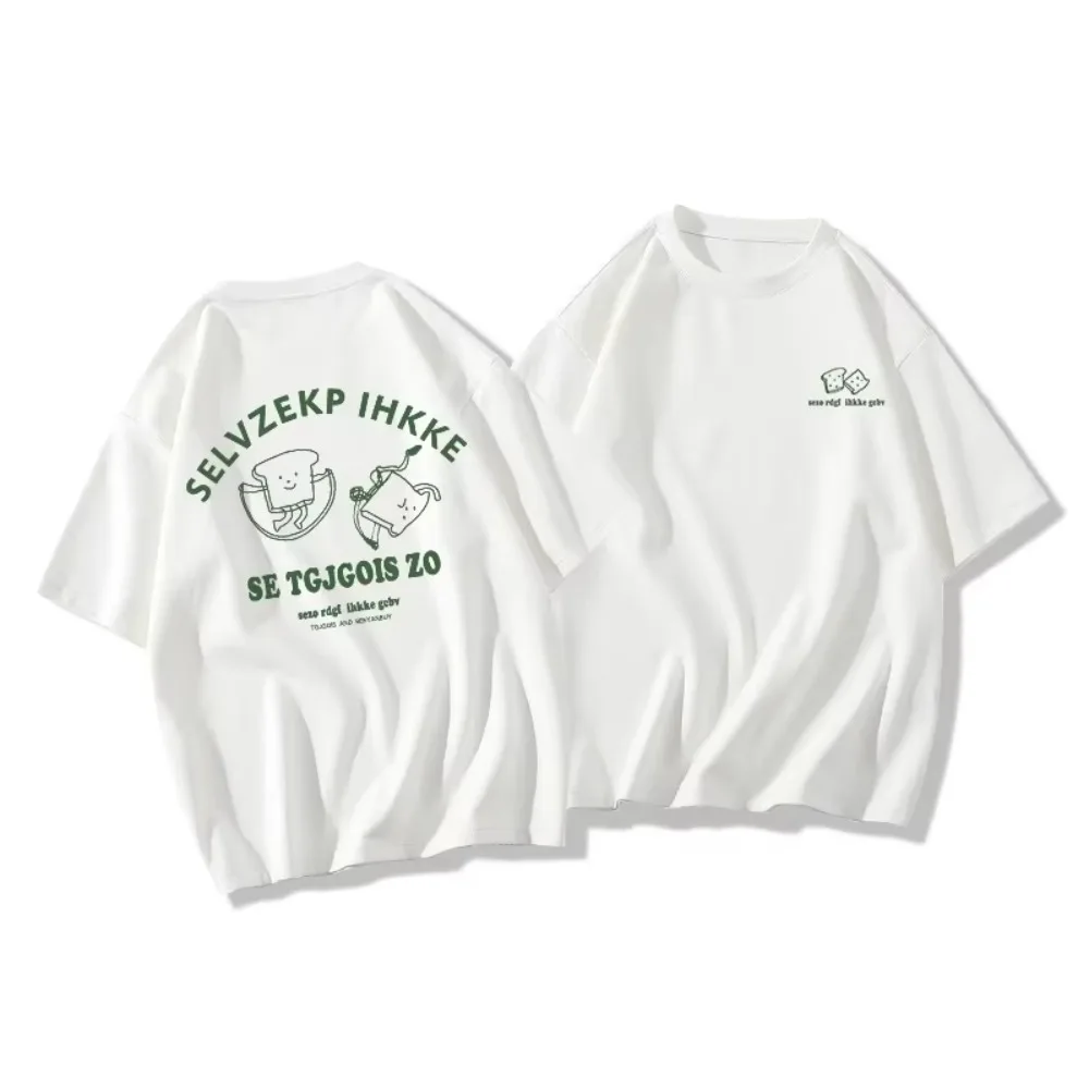 

Korean Summer New Sweet and Cute Cartoon Bread Print Short-Sleeve T-Shirt Women's Cotton Casual Fashion T-Shirt