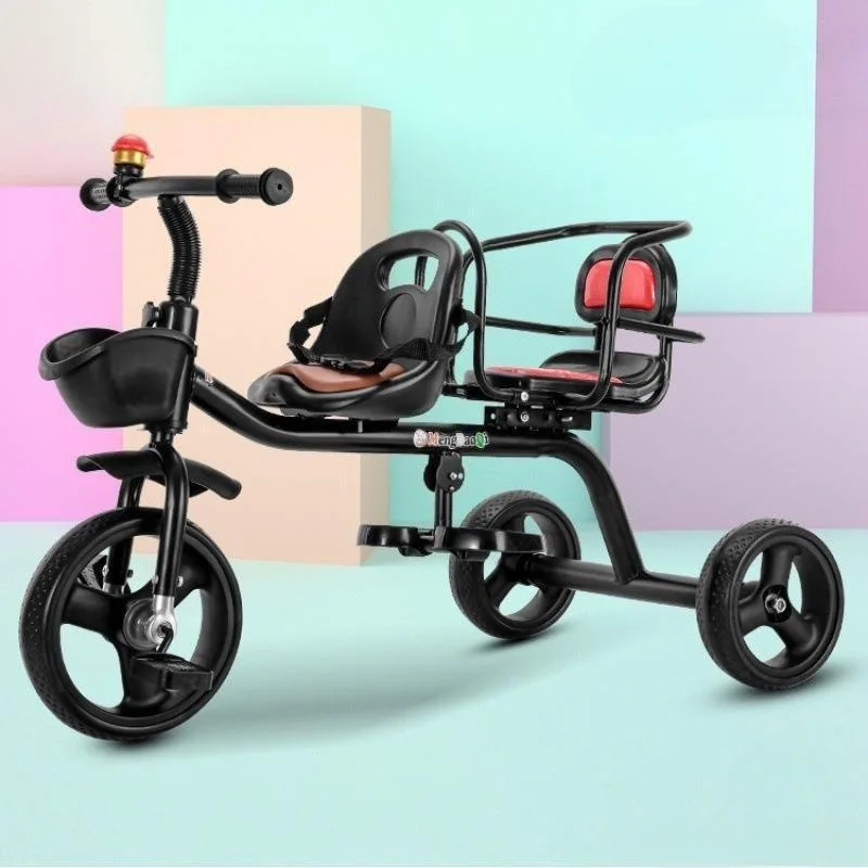 

Twin Baby Stroller Lightweight Tricycle for Toddlers Double Seat Folding Pushchair Baby Travel Buggy Dual Ride Metal Frame