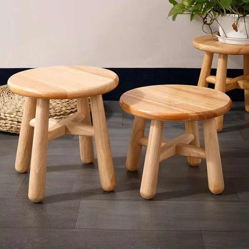 Solid Wood Small Round Stool Multi-Functional Low Furniture Round Flower Pot Stand Bedroom Decorative