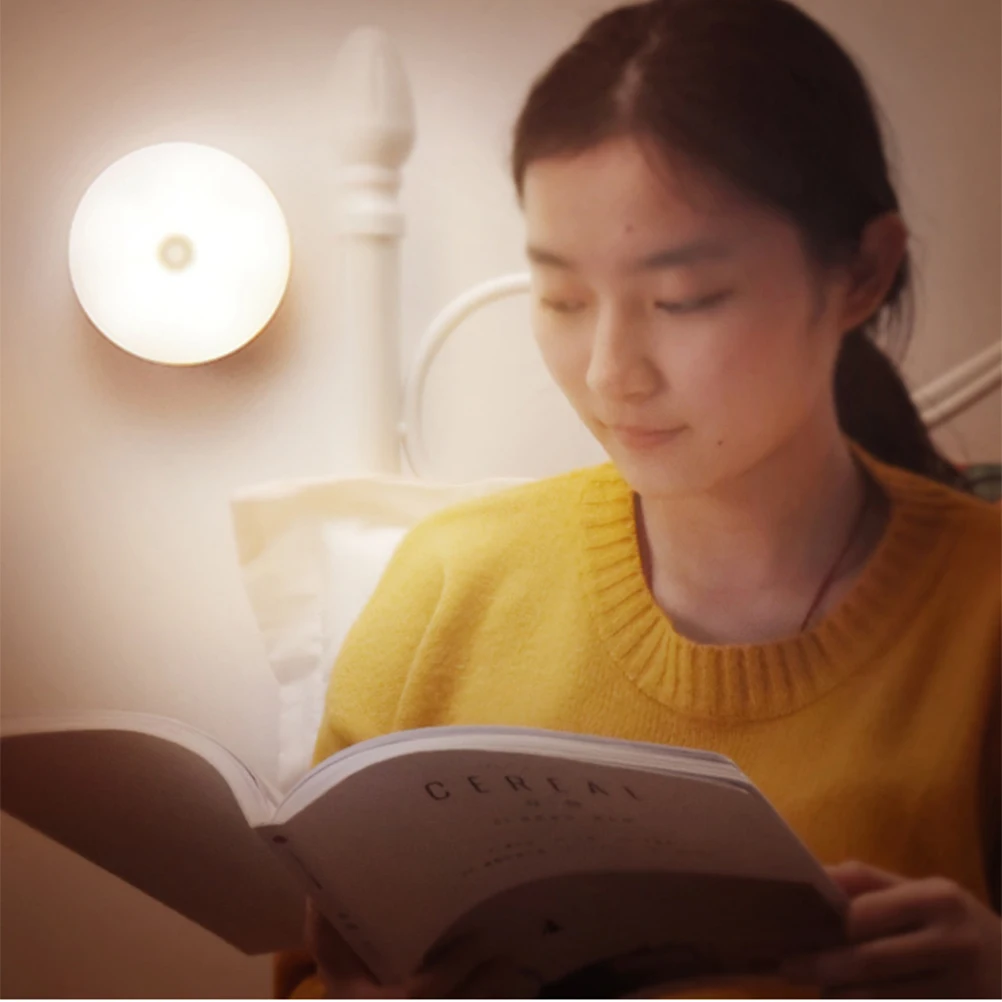 

Touch Round Shape Bedroom Closet Corridor Toilet Night Light Led Lamp Usb Charging Energy Saving Environmentally Friendly Indoor