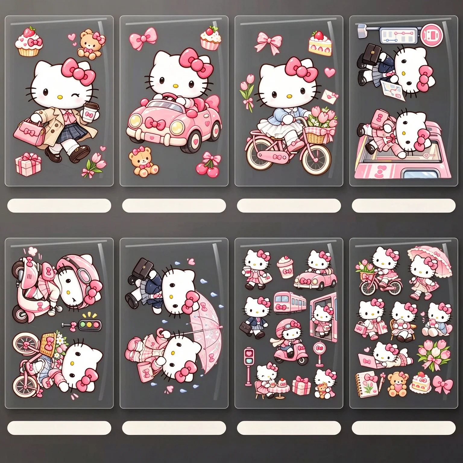 Hello Kitty Crystal Transfer Stickers, DIY Decorative Decals for Water Bottle Phone Case, Cute Cartoon Craft Stickers