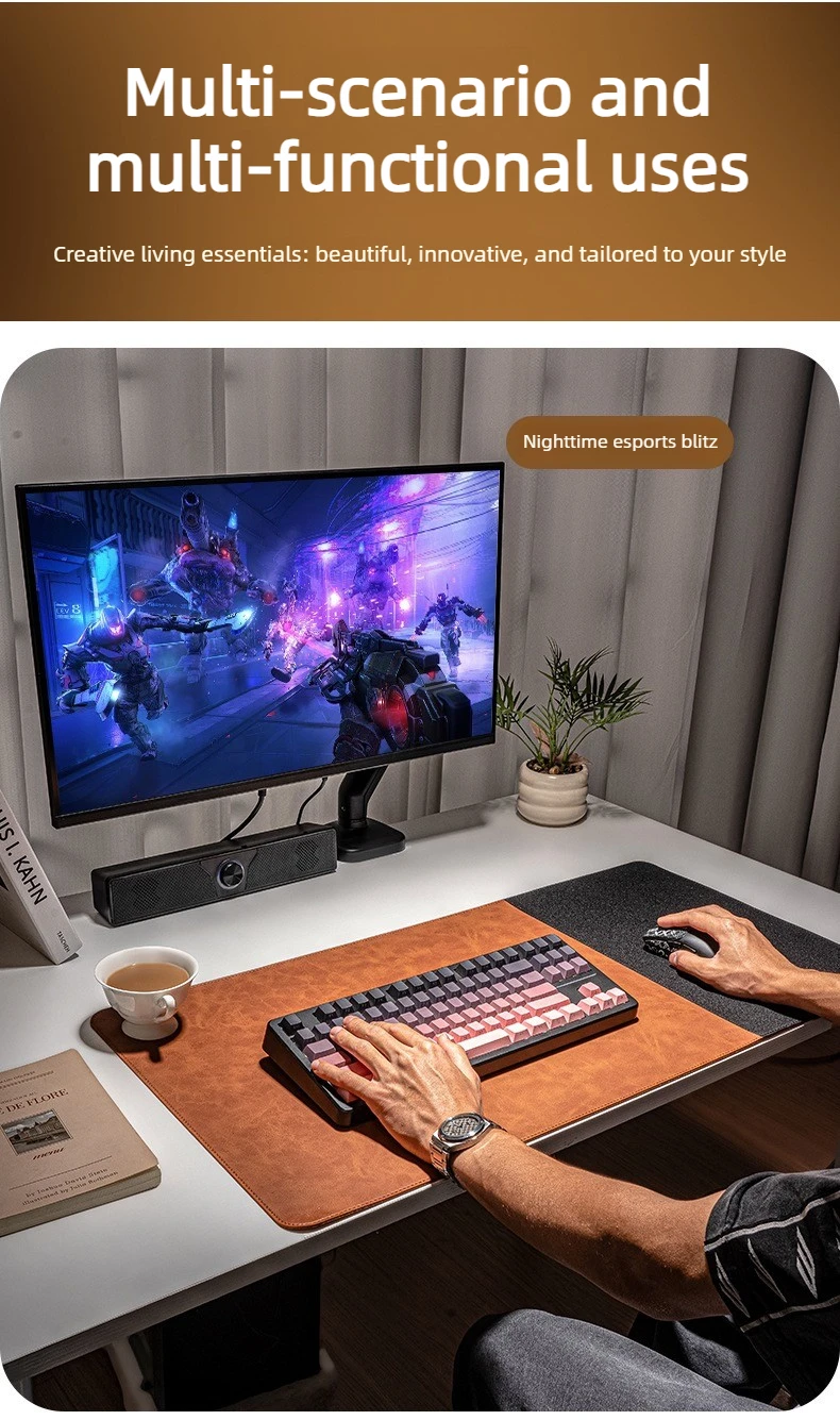 3in1 Large Mouse Pad Double Sided Leather Cork Waterproof Gaming Office Desk Mat Non Slip Computer Desk Pad Accessories Mousepad