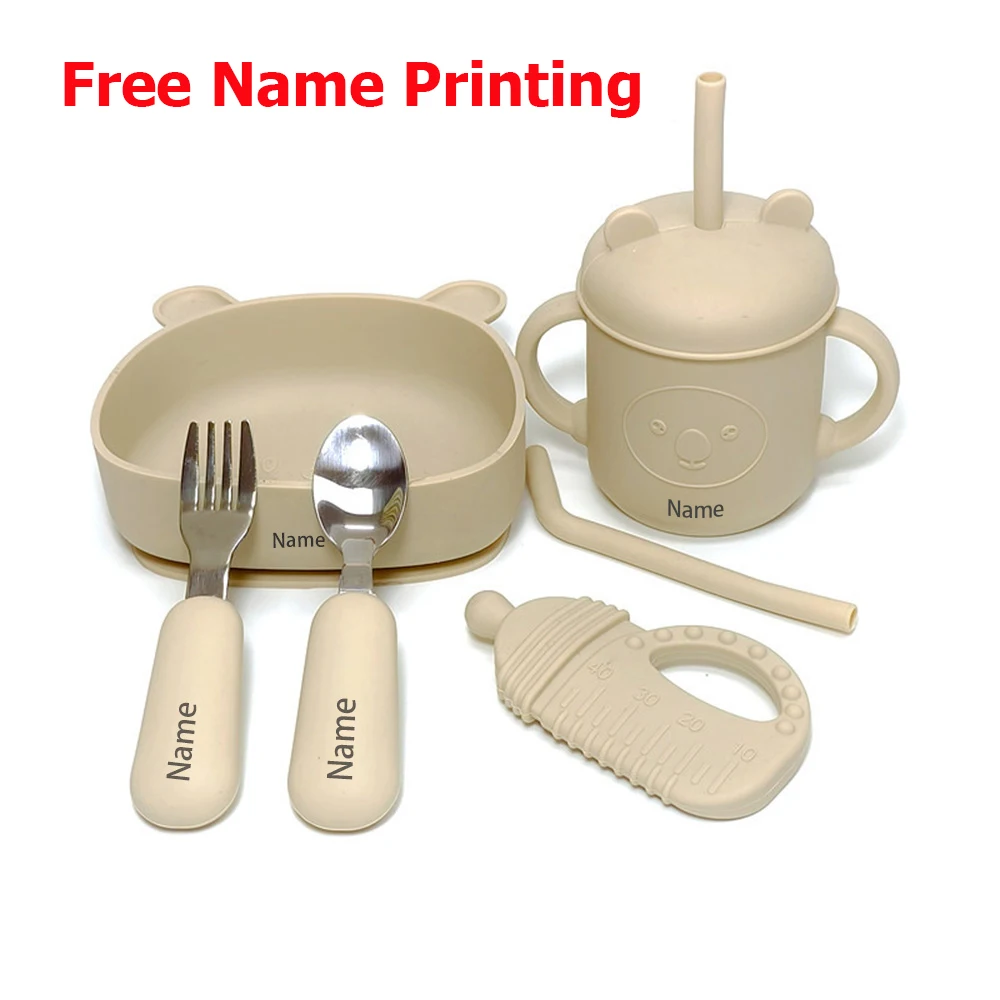 

6-Piece Silicone Cutlery Set with Free Name Printing Personalized Surprise Gift for Boys and Girls