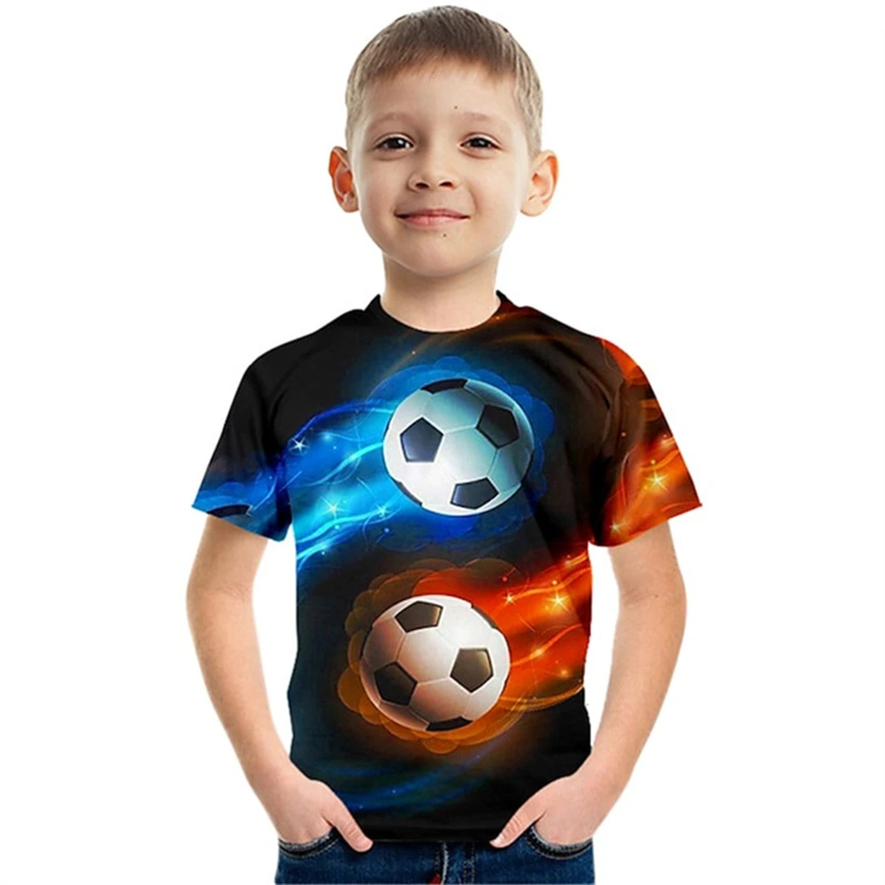 Children's Clothing Summer Girl Clothes Round Neck Children's T-Shirt Cute Teen Girl Clothes Football Children's T-Shirt Boy Top