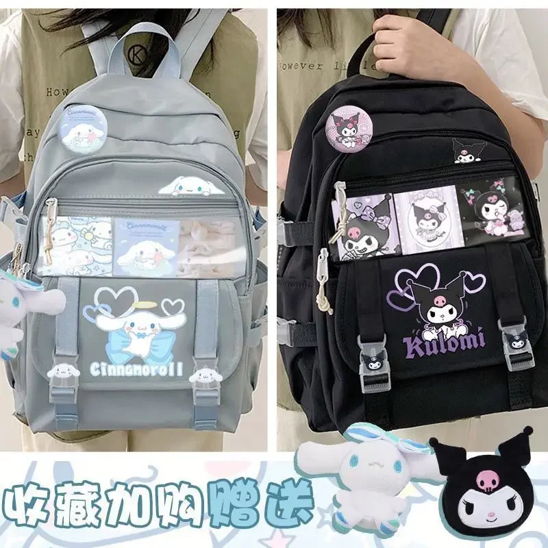 New Style Kawaii Sanrio Anime Kuromi My Melody Cinnamoroll Cute Cartoon Large Capacity Backpack Student School Bag School gifts